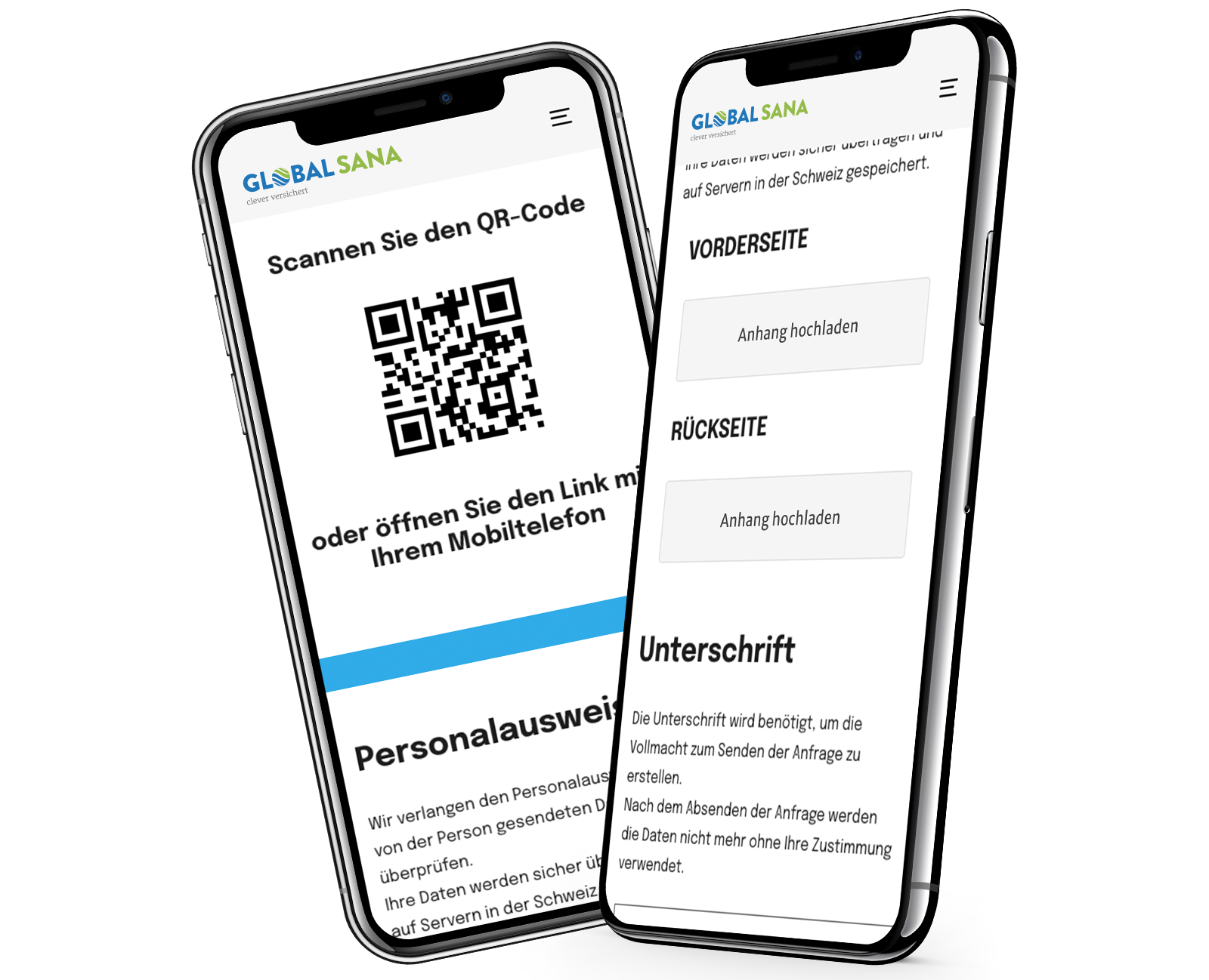 Global Sana Mobile Application Layout